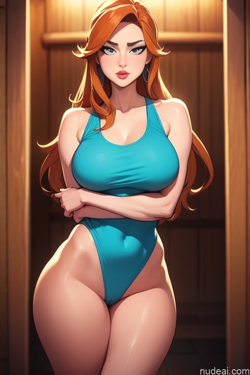related ai porn images free for Woman Beautiful Tall Perfect Body Fairer Skin 20s Serious Ginger Long Hair Dutch Sauna Tank Top