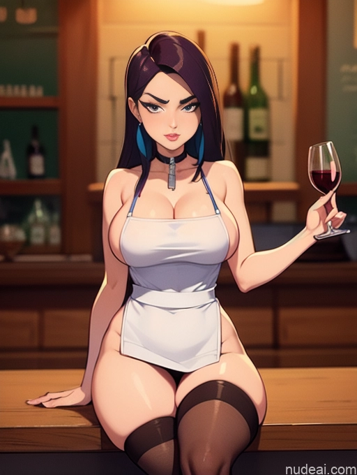 related ai porn images free for Woman Beautiful Tall Perfect Body Long Hair 20s Serious Seductive Ginger Dutch Bar Apron Choker Thigh Socks Wine Jewelry
