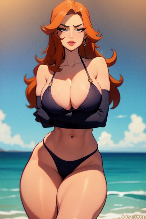 related ai porn images free for Woman Beautiful Tall Perfect Body Round Ass 20s Serious Ginger Long Hair Dutch Beach Bikini