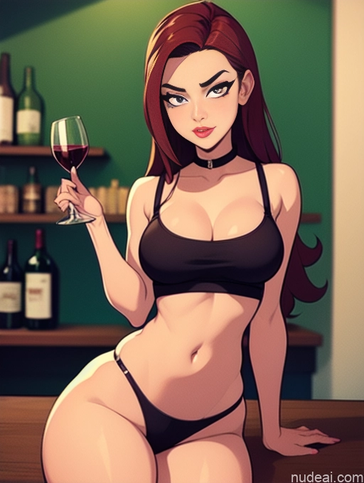 related ai porn images free for Woman Beautiful Tall Perfect Body Long Hair 20s Serious Ginger Dutch Bar Choker Panties Tank Top Wine