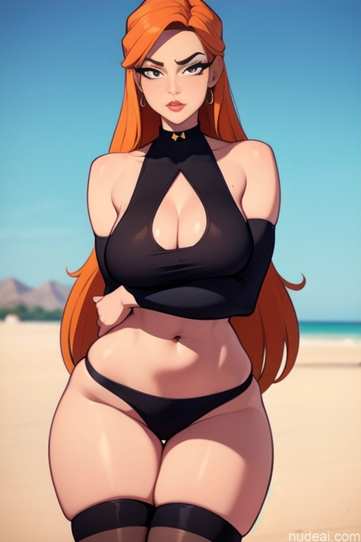 related ai porn images free for Woman Beautiful Tall Perfect Body Long Hair 20s Serious Ginger Dutch Mountains Choker Thigh Socks Tank Top Panties