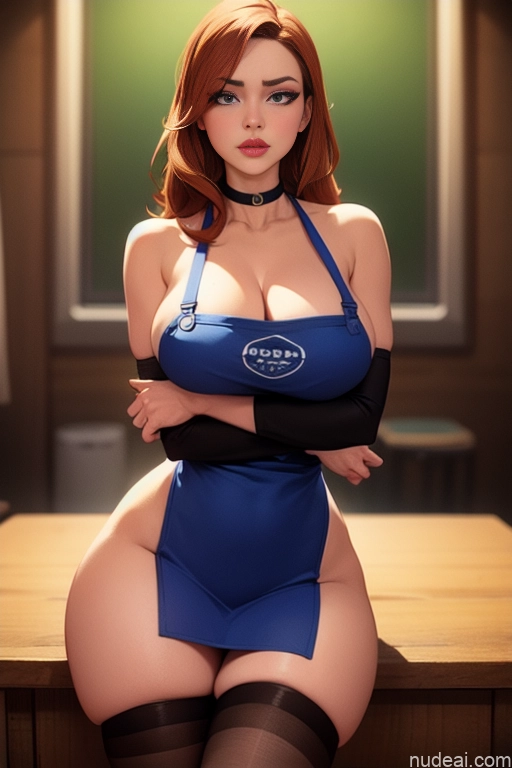related ai porn images free for Woman Beautiful Tall Perfect Body Long Hair 20s Serious Seductive Ginger Dutch Bar Apron Choker Thigh Socks