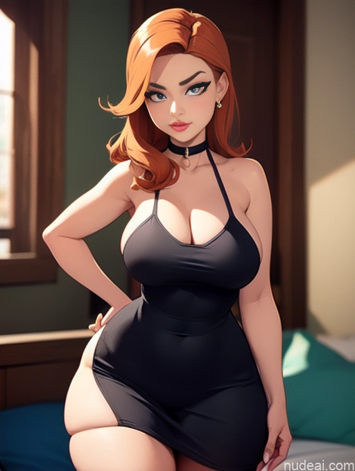 related ai porn images free for Woman Beautiful Tall Perfect Body 20s Serious Ginger Long Hair Dutch Bedroom Casual Choker Dress