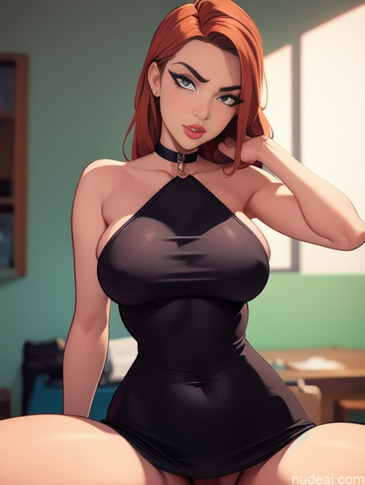 related ai porn images free for Woman Beautiful Tall Perfect Body 20s Serious Ginger Long Hair Dutch Bedroom Casual Choker Dress