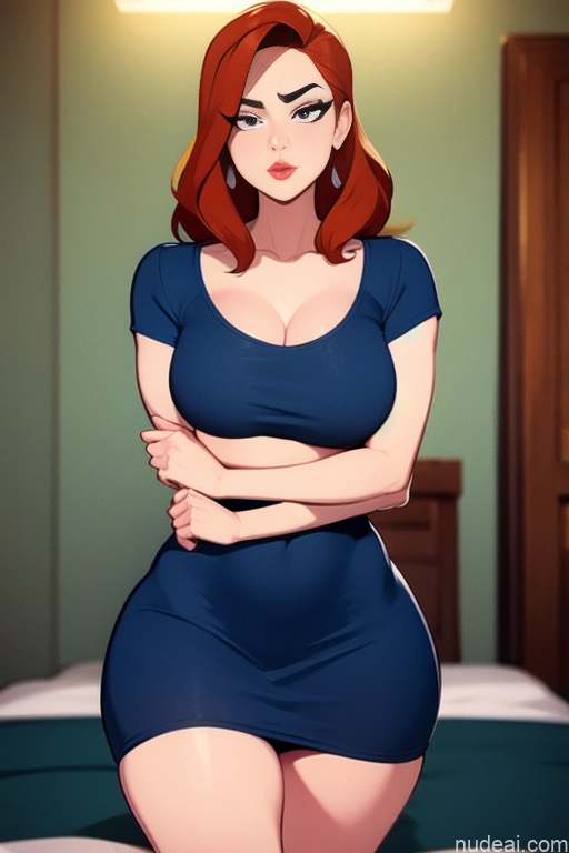 related ai porn images free for Woman Beautiful Tall Perfect Body 20s Serious Ginger Long Hair Dutch Bedroom Casual Dress
