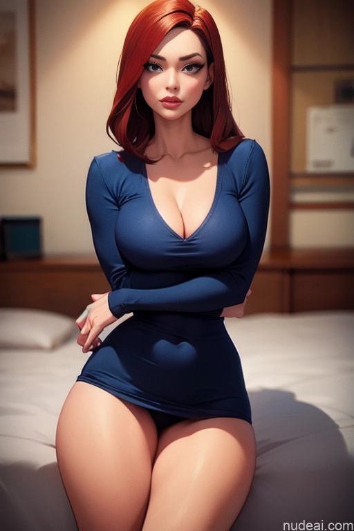 related ai porn images free for Woman Beautiful Tall Perfect Body Long Hair 20s Serious Ginger Dutch Bedroom Casual Dress