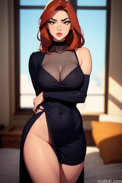 related ai porn images free for Woman Beautiful Tall Perfect Body Long Hair 20s Serious Ginger Dutch Bedroom Casual Dress
