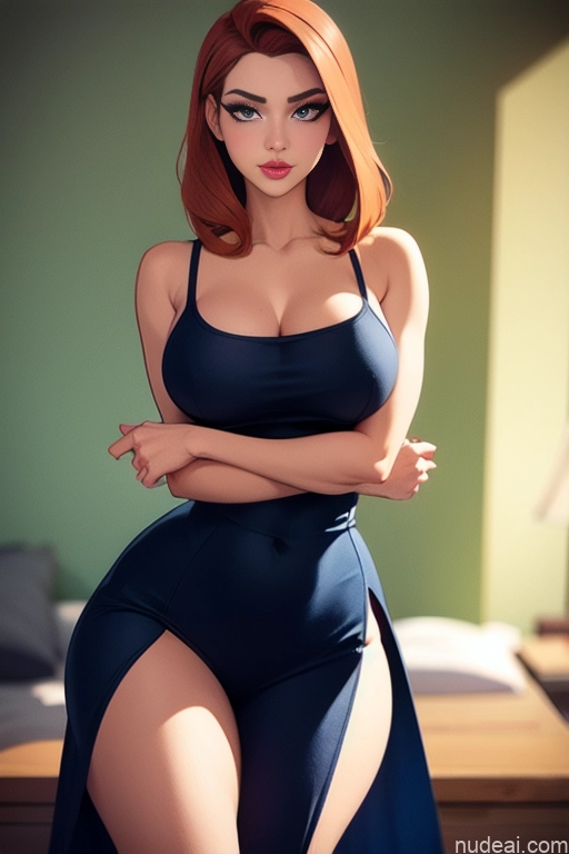related ai porn images free for Woman Beautiful Tall Perfect Body Long Hair 20s Serious Ginger Dutch Bedroom Casual Dress