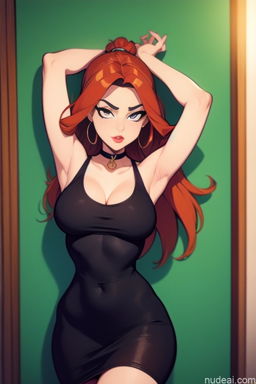related ai porn images free for Woman Beautiful Tall Perfect Body Long Hair 20s Serious Ginger Dutch Bedroom Casual Choker Dress