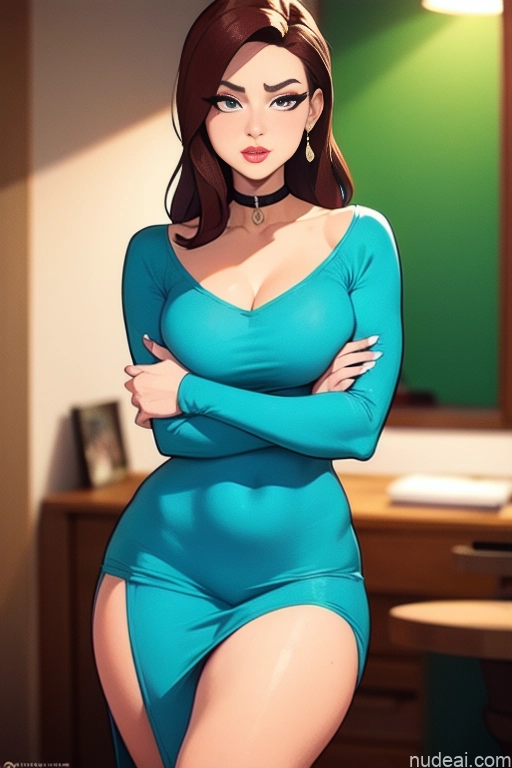 related ai porn images free for Woman Beautiful Tall Perfect Body Long Hair 20s Serious Ginger Dutch Bedroom Casual Choker Dress