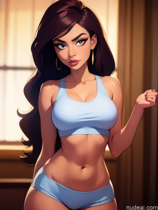 related ai porn images free for Woman Beautiful Tall Perfect Body 20s Serious Seductive Ginger Long Hair Dutch Bedroom Sports Bra Short Shorts Bending Over
