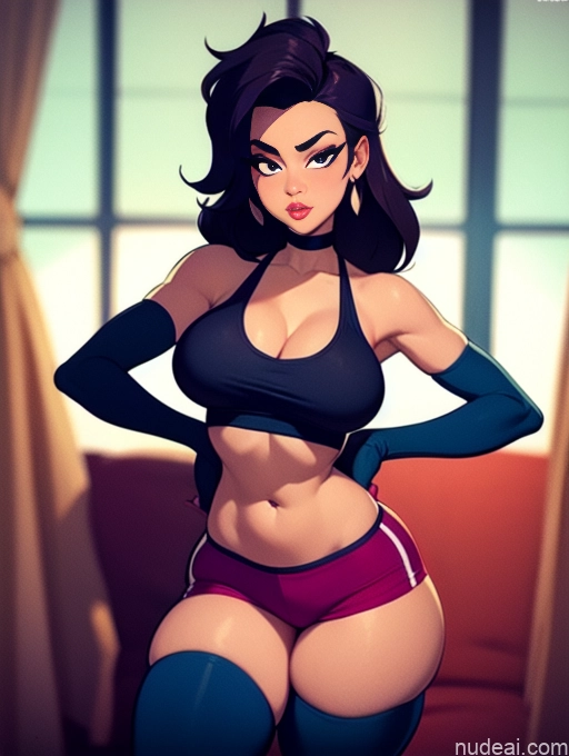 related ai porn images free for Woman Beautiful Tall Perfect Body Long Hair 20s Serious Seductive Ginger Dutch Bedroom Short Shorts Sports Bra