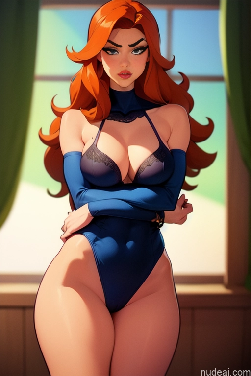 related ai porn images free for Woman Beautiful Tall Perfect Body Long Hair 20s Serious Ginger Dutch Bedroom Front View Barbarian Woman