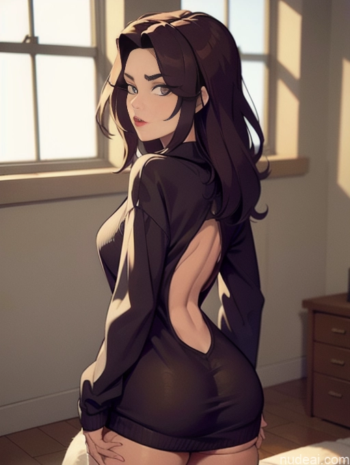 related ai porn images free for Woman Beautiful Tall Perfect Body Long Hair 20s Serious Ginger Dutch Bedroom Front View Pet Play Oversized Sweater/Hoodie