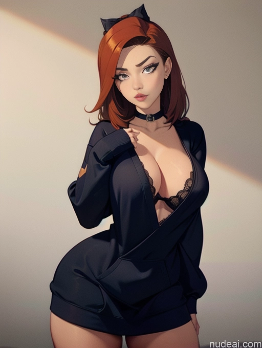 related ai porn images free for Woman Beautiful Tall Perfect Body Long Hair 20s Serious Ginger Irish Bedroom Front View Bows Bra Choker Pet Play Round Ass Oversized Sweater/Hoodie