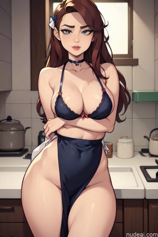 related ai porn images free for Woman Beautiful Tall Perfect Body Long Hair 20s Serious Ginger Irish Front View Bows Bra Choker Pet Play Kitchen Kitchen Apron - Naked & Not Naked