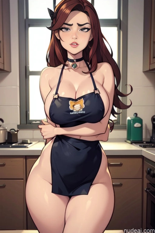 related ai porn images free for Woman Beautiful Tall Perfect Body Long Hair 20s Serious Ginger Irish Front View Bows Choker Pet Play Kitchen Kitchen Apron - Naked & Not Naked