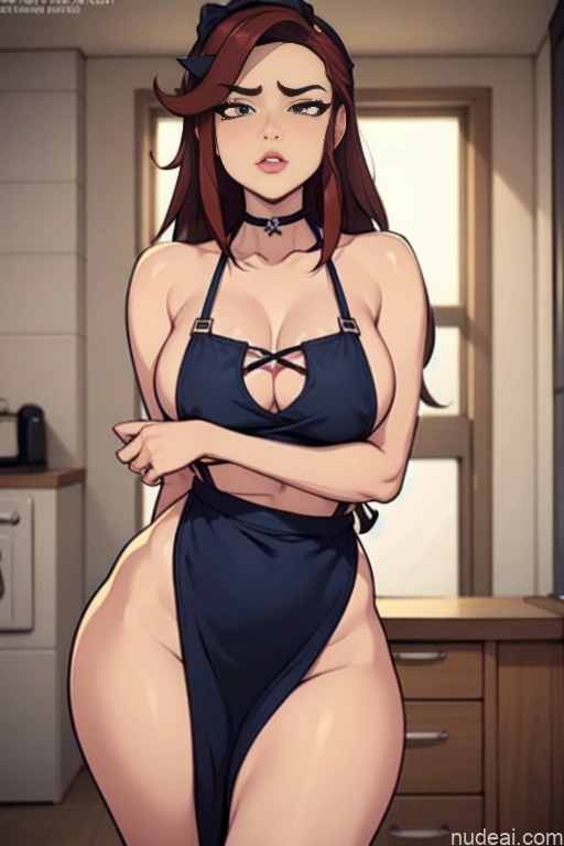 related ai porn images free for Woman Beautiful Tall Perfect Body Long Hair 20s Serious Ginger Irish Front View Bows Choker Pet Play Kitchen Kitchen Apron - Naked & Not Naked