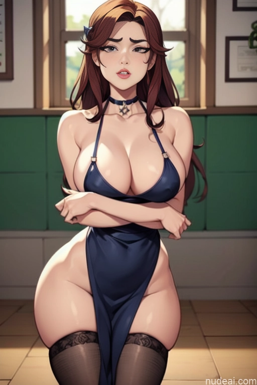 related ai porn images free for Woman Beautiful Tall Perfect Body Long Hair 20s Serious Ginger Irish Front View Bows Choker Pet Play Kitchen Kitchen Apron - Naked & Not Naked