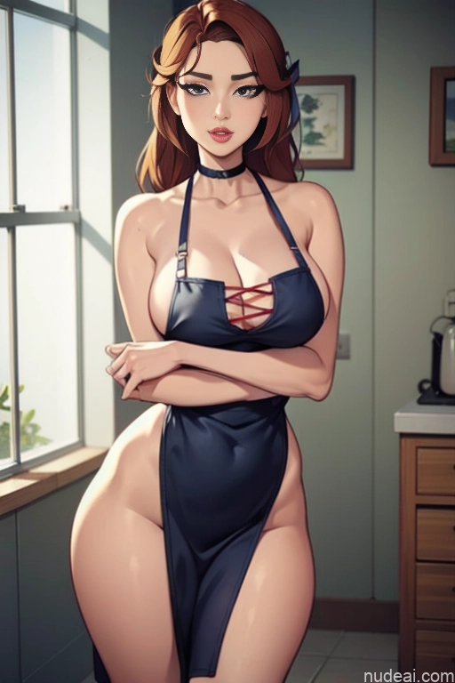 related ai porn images free for Woman Beautiful Tall Perfect Body Long Hair 20s Serious Ginger Irish Front View Bows Choker Pet Play Kitchen Kitchen Apron - Naked & Not Naked