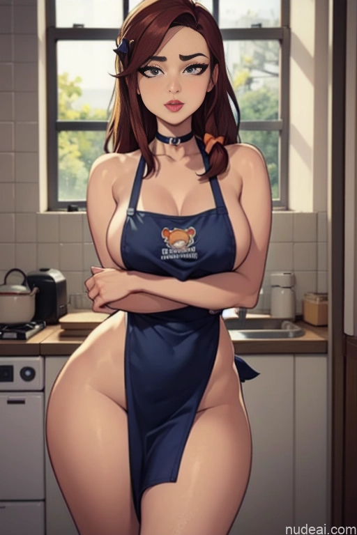 related ai porn images free for Woman Beautiful Tall Perfect Body Long Hair 20s Serious Ginger Irish Front View Bows Choker Pet Play Kitchen Kitchen Apron - Naked & Not Naked