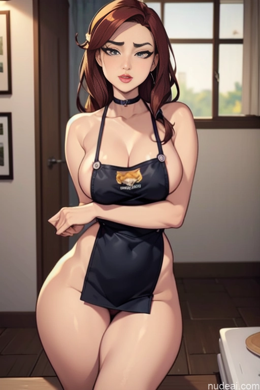 related ai porn images free for Woman Beautiful Tall Perfect Body Long Hair 20s Serious Ginger Irish Front View Bows Choker Pet Play Kitchen Kitchen Apron - Naked & Not Naked