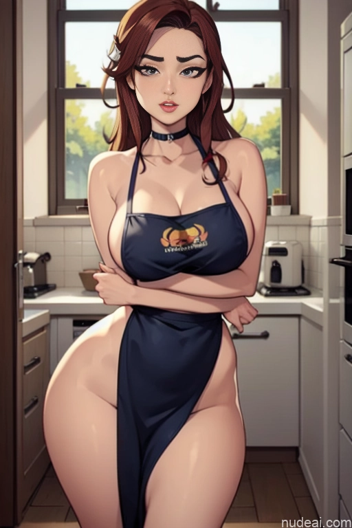related ai porn images free for Woman Beautiful Tall Perfect Body Long Hair 20s Serious Ginger Irish Front View Bows Choker Pet Play Kitchen Kitchen Apron - Naked & Not Naked