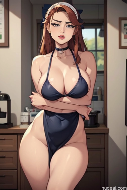 related ai porn images free for Woman Beautiful Tall Perfect Body Long Hair 20s Serious Ginger Irish Front View Bows Choker Pet Play Kitchen Kitchen Apron - Naked & Not Naked