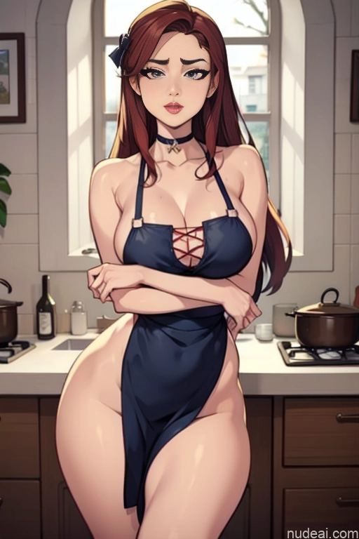 related ai porn images free for Woman Beautiful Tall Perfect Body Long Hair 20s Serious Ginger Irish Front View Bows Choker Pet Play Kitchen Kitchen Apron - Naked & Not Naked
