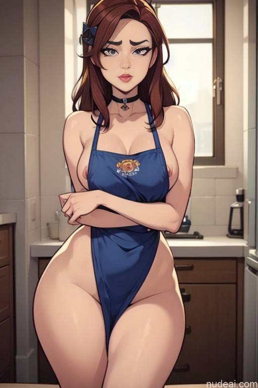 related ai porn images free for Woman Beautiful Tall Perfect Body Long Hair 20s Serious Ginger Irish Front View Bows Choker Pet Play Kitchen Kitchen Apron - Naked & Not Naked