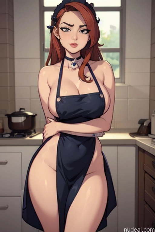 related ai porn images free for Woman Beautiful Tall Perfect Body Long Hair 20s Serious Ginger Irish Front View Bows Choker Pet Play Kitchen Kitchen Apron - Naked & Not Naked Maid