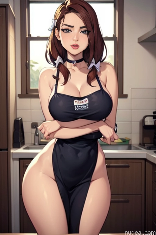 related ai porn images free for Woman Beautiful Tall Perfect Body Long Hair 20s Serious Ginger Irish Kitchen Front View Bows Choker Maid Pet Play Kitchen Apron - Naked & Not Naked