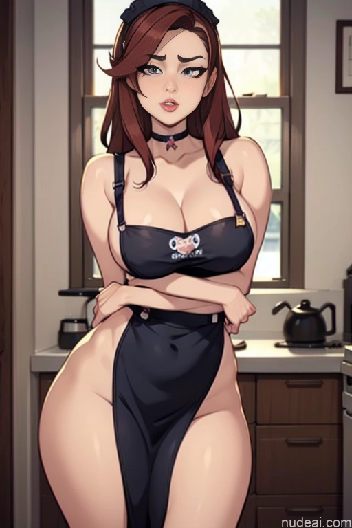 related ai porn images free for Woman Beautiful Tall Perfect Body Long Hair 20s Serious Ginger Irish Kitchen Front View Bows Choker Maid Pet Play Kitchen Apron - Naked & Not Naked