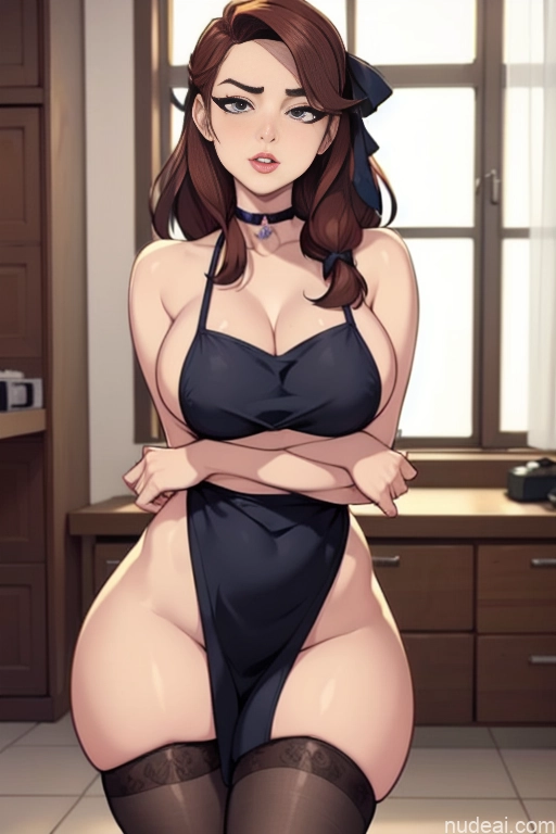 related ai porn images free for Woman Beautiful Tall Perfect Body Long Hair 20s Serious Ginger Irish Kitchen Front View Bows Choker Maid Pet Play Kitchen Apron - Naked & Not Naked Thigh Socks
