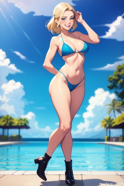 related ai porn images free for Beautiful Detailed Fairer Skin Blonde Happy Laughing Miss Universe Model 18 Small Tits Skinny Pool Bikini Slicked