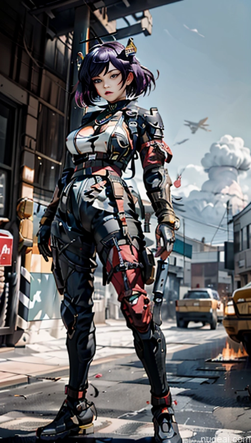 Beautiful Pubic Hair Dynamic View Cyborg Purple Hair Alternative Jewelry Steampunk Kimono Huge Sagging Breasts Cyberpunk Chubby Thick Fat SSS: A-Mecha Musume A素体机娘 Battlefield Spread Pussy Urban Samurai V2