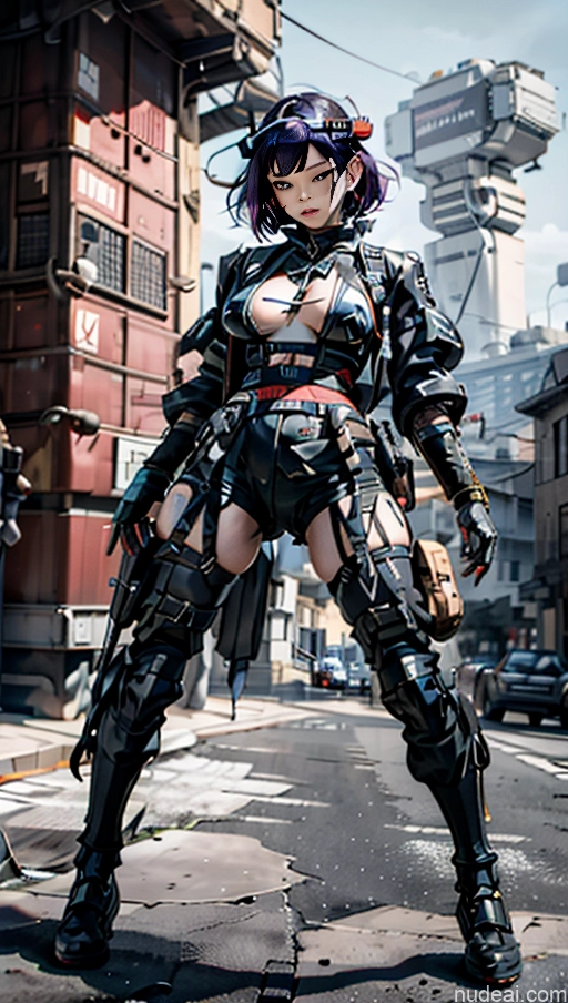 Beautiful Pubic Hair Dynamic View Cyborg Purple Hair Alternative Jewelry Steampunk Kimono Huge Sagging Breasts Cyberpunk Chubby Thick Fat SSS: A-Mecha Musume A素体机娘 Battlefield Spread Pussy Urban Samurai V2