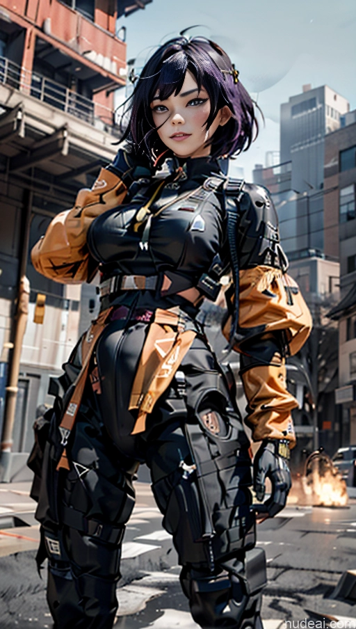 Beautiful Pubic Hair Dynamic View Cyborg Purple Hair Alternative Jewelry Steampunk Kimono Huge Sagging Breasts Cyberpunk Chubby Thick Fat SSS: A-Mecha Musume A素体机娘 Battlefield Spread Pussy Urban Samurai V2