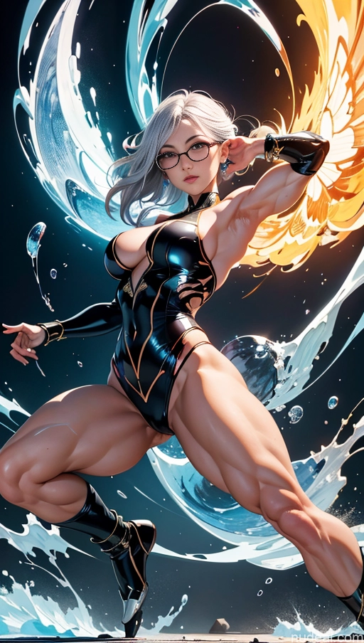 related ai porn images free for Muscular Abs Chinese Japanese Korean Bodybuilder Glasses Tailcoat Powering Up Busty Dynamic View Surrealist